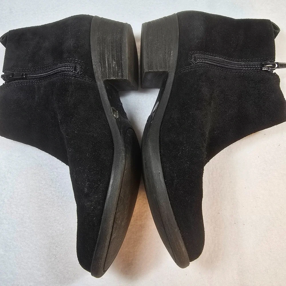 Womens Suede Fringe Ankle Boots Black‎ Western Boho Chic Classic Festival Sz 6.5